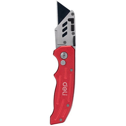 Нож строительный складной Deli RS EDL040, трапеция, 19T, красный - 3