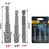 Набор адаптеров шестигранников Deli YS EDL110002, 1/4 на квадрат 1/4'', 3/8'', 1/2" - 2