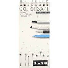 Скетчбук "Sketch&Art", 10.5х22 см , 170 г/м2, 80 листов, на спирали
