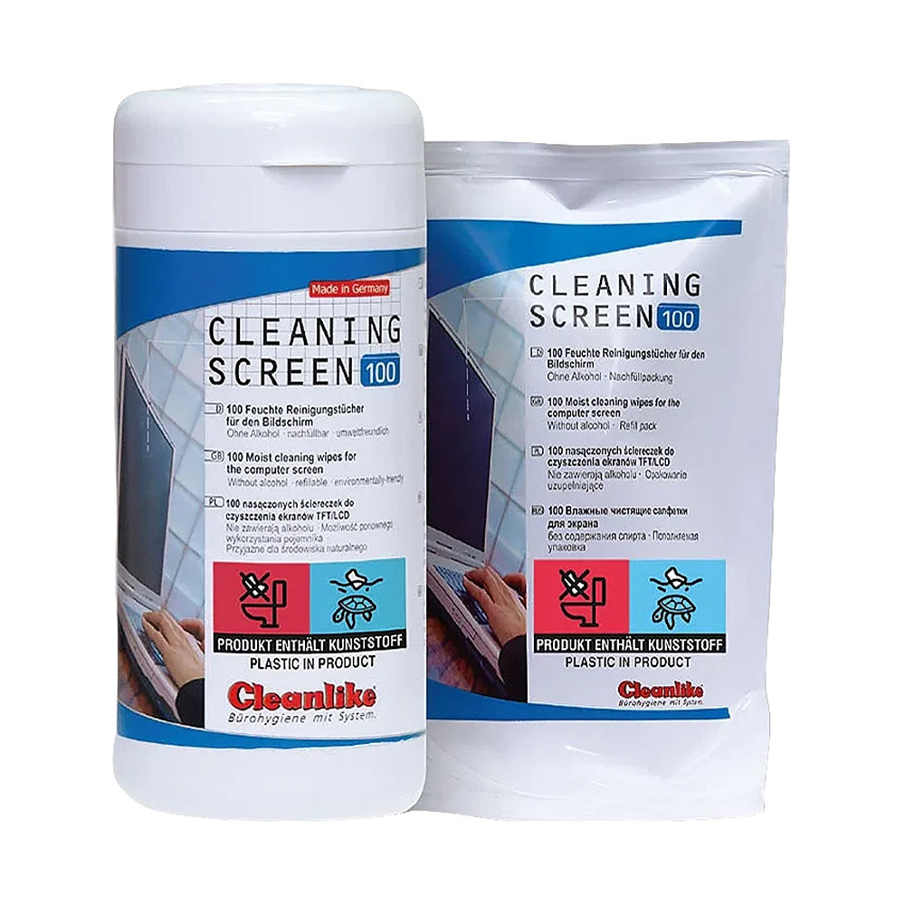 Салфетки чистящие для техники и экранов "Cleanlike" в тубе, 100 шт, безалкогольные - 2
