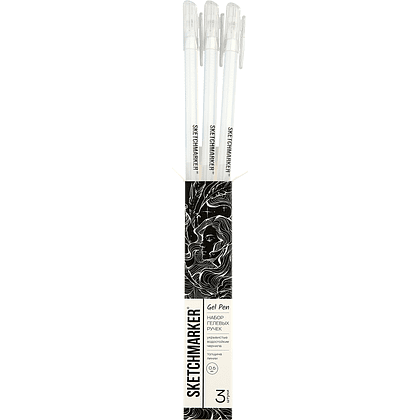 Ручка капиллярная "Sketchmarker", 0.6 мм, 3 шт, белый - 6