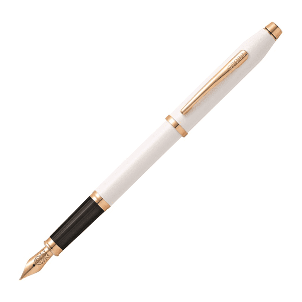 Ручка перьевая Cross "Century II Pearlescent White Lacquer", M, синий, жемчужный, розовое золото, патрон черный