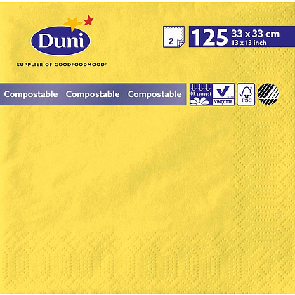Салфетки бумажные "Duni", 125 шт, 33x33 см, желтый