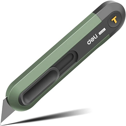 Нож строительный Deli HS EHT4008L, 135x30 мм, трапеция, Soft Touch, зеленый
