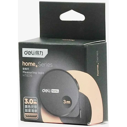 Рулетка Deli HS EHT8316, 3 м х 16 мм, Soft Touch, черный - 9