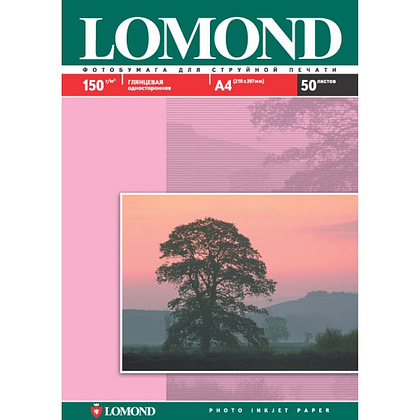 Фотобумага глянцевая для струйной фотопечати "Lomond", А4, 50 листов, 160 г/м2