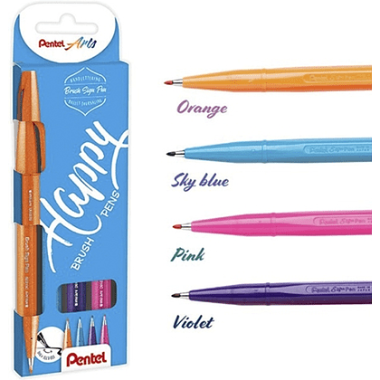 Маркер-кисть "Brush Sign pen. Happy", 4 шт - 2