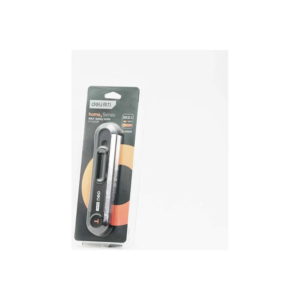 Нож строительный Deli HS EHT4008, 135x30 мм, трапеция, Soft Touch, черный - 9