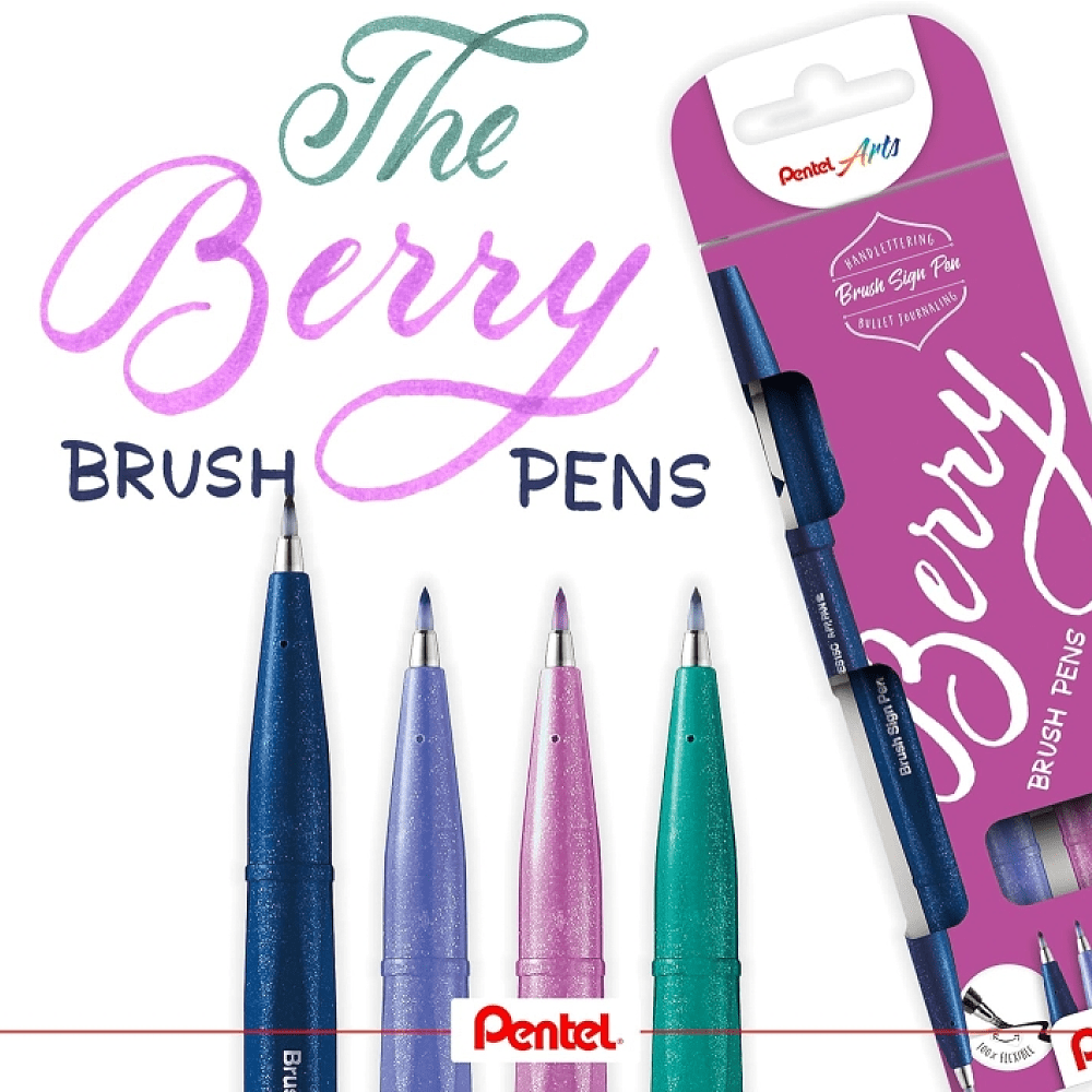 Маркер-кисть "Brush Sign pen. Berry", 4 шт - 3