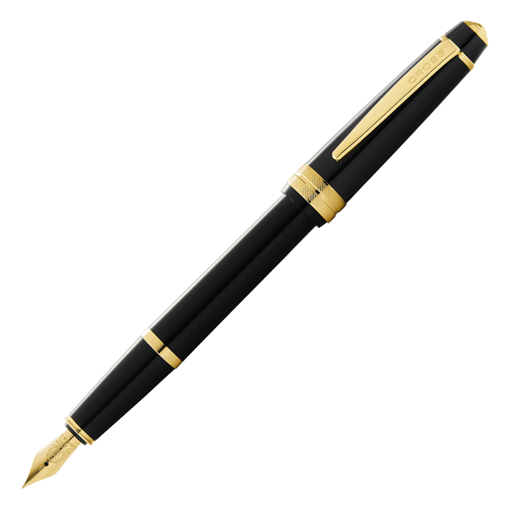 Ручка перьевая F "Bailey Light Polished Black Resin and Gold Tone", черный, золотой