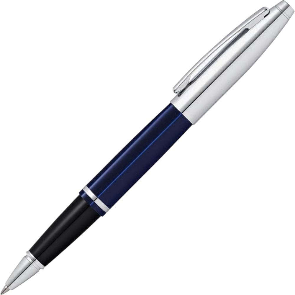Ручка-роллер "Cross Calais Chrome&Blue Lacquer", 0.7 мм, синий, серебристый, стерж. черный - 2
