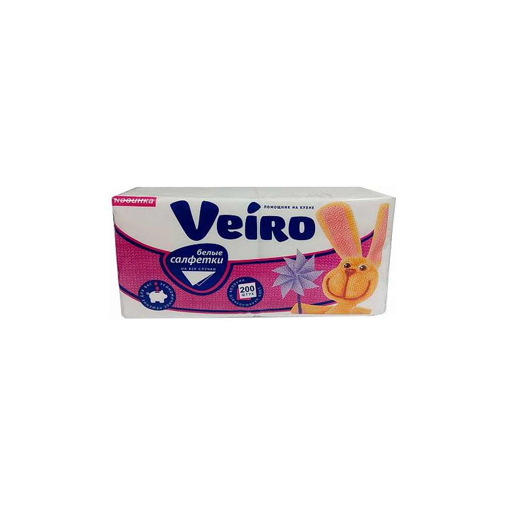 Салфетки бумажные "Veiro", 200 шт, 24x24 см, белый