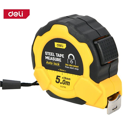Рулетка Deli YS EDL3796, 5 м х 19 мм, желтый, черный - 3