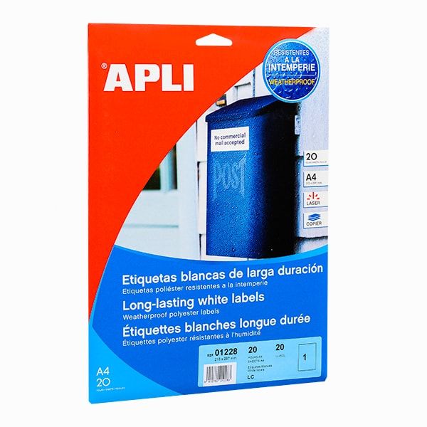 Влагоустойчивые белые этикетки из полиэстера "Apli"